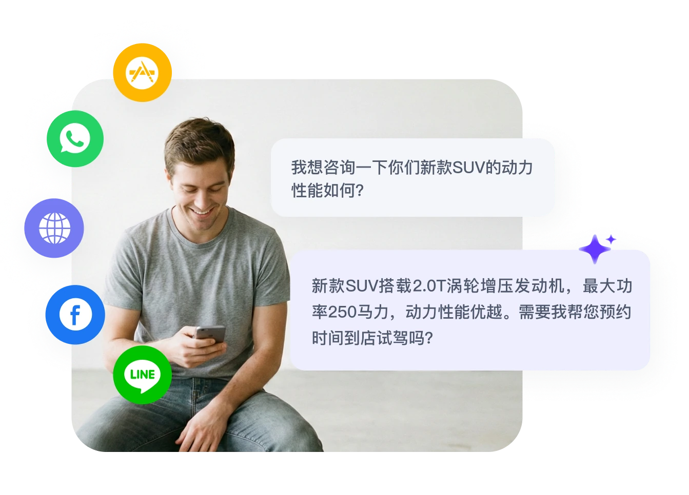 即时对话功能演示图 - 打造极致客户服务体验